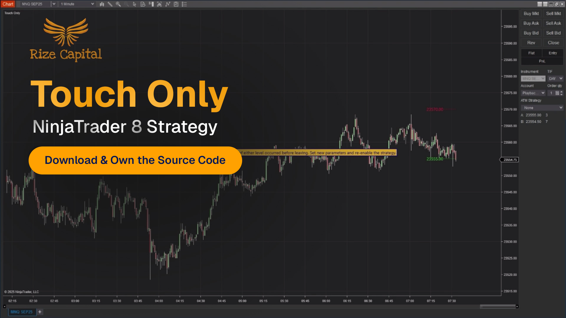 Touch Only Strategy for NinjaTrader 8