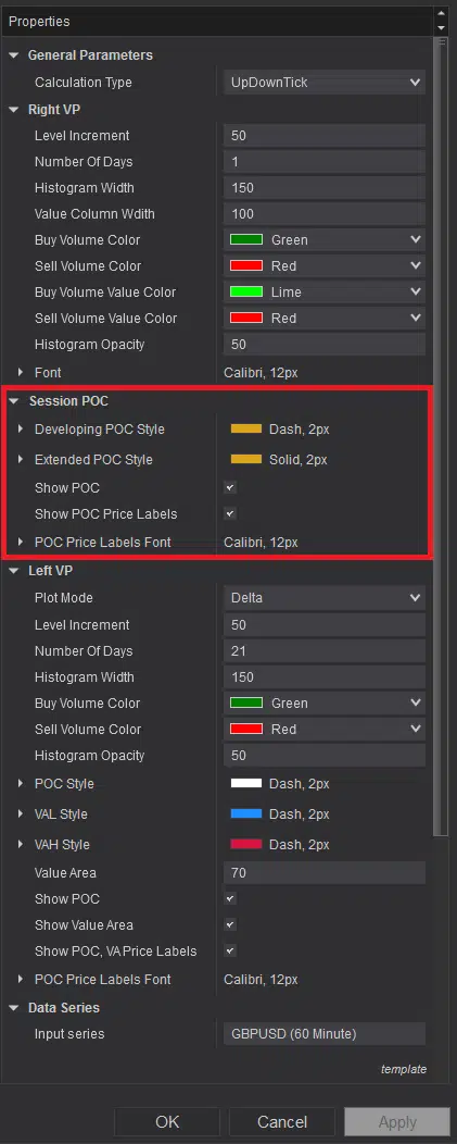 section for customizing daily sessions’ plots - Price Level Volume Insights