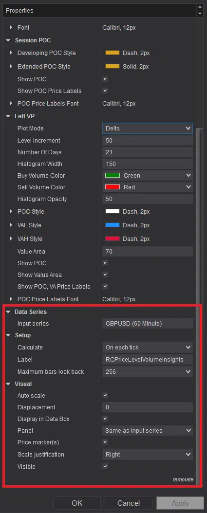 default section - do not change -  Price Level Volume Insights 